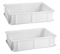 Sicignano Casalinghi Set 2 Vaschetta Cassetta Service per Impasti 40×30x10h cm con Fondo e Pareti Chiuse, Capacità 10 litri, Impilabile, Bianco, Polietilene Alimentare Lavabile in Lavastoviglie