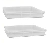 Sicignano Casalinghi Set 2 Vaschetta Cassetta Service per Impasti 60x40x10h cm con Fondo e Pareti Chiuse, Capacità 19 litri, Impilabile, Bianco, Polietilene Alimentare Lavabile in Lavastoviglie