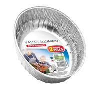 Sicignano Casalinghi Set 2 Vaschette Alluminio per Pollo, Ovale - Senza Coperchio, Monouso, Super Resistenti, Adatte a Forno e Frigorifero, Made in Italy