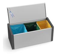 Sicignano Cassapanca con Buste per Raccolta Differenziata per Interni Esterni, PP e PVC Resistente alle Intemperie, 3 Borse Colorate, 85 x 34 x 38h cm