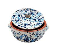 Sicignano | Casseruola Terracotta 16 cm con Coperchio (Set 2 Pezzi), Linea Familia, Made in Italy per Cucina Sana, Adatta a Forno e Gas, Turchese e Blu