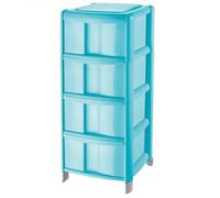 Sicignano | Cassettiera a 4 Cassetti con Piedini e Ruote, Polipropilene, Linea Bambù - Design Moderno, Ideale per Casa e Ufficio - 38.5x39.5x86h cm, Colore Delfino, Made in Italy