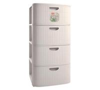 Sicignano | Cassettiera Domus 4 Cassetti in Plastica Riciclata 100% - Made in Italy - Colori Moderni - Mobiletto Salvaspazio 40x40x80h cm per Casa, Camera, Ufficio (Bianco Polvere)