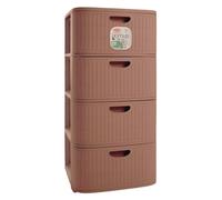 Sicignano | Cassettiera Domus 4 Cassetti in Plastica Riciclata 100% - Made in Italy - Colori Moderni - Mobiletto Salvaspazio 40x40x80h cm per Casa, Camera, Ufficio (Mocha Mousse)