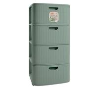 Sicignano | Cassettiera Domus 4 Cassetti in Plastica Riciclata 100% - Made in Italy - Colori Moderni - Mobiletto Salvaspazio 40x40x80h cm per Casa, Camera, Ufficio (Green Tea)