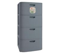 Sicignano | Cassettiera Domus 4 Cassetti in Plastica Riciclata 100% - Made in Italy - Colori Moderni - Mobiletto Salvaspazio 40x40x80h cm per Casa, Camera, Ufficio (Smoky Blue)