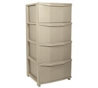 Sicignano Cassettiera Pratika 4 Cassetti | Polipropilene Robusto e Resistente | Made in Italy | 37x37,5x80 cm | Elegante con Ruote Bloccabili | Impilabile e Salvaspazio (Tortora)
