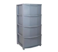 Sicignano Cassettiera Pratika 4 Cassetti Polipropilene Robusto e Resistente Made in Italy 37x37,5x80 cm Grigio Elegante con Ruote Bloccabili Impilabile e Salvaspazio (Grigio, (4 Cassetti))
