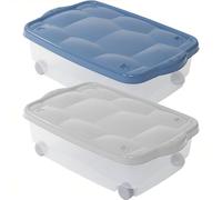 Sicignano | Contenitore Organizer Storage Box Scatola Multiuso con Coperchio Colori Assortiti, Plastica Trasparente, Impilabile, Rettangolare - Soggiorno Camera da Letto Vestiti (24 lt, 2)