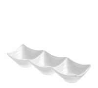 Sicignano | Coppetta Quadra per Salse e Condimenti, in Melamina Bianca, Resistente, Elegante | Ciotolina per Antipasti, Finger Food, Aperitivi, Salsa di Soia (1, 3 Scomparti)