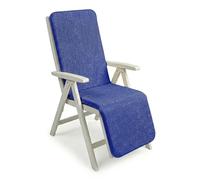 Sicignano Cuscino per Sdraio con Prolunga Capri, Cotone e Poliestere, 154x49 cm, Beige e Blu, con Elastico e Fettuccia (Blu)