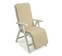 Sicignano Cuscino per Sdraio con Prolunga Capri, Cotone e Poliestere, 154x49 cm, Beige e Blu, con Elastico e Fettuccia (Beige)