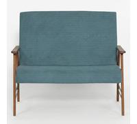 Sicignano Divano con Cuscino, 2 Posti, Set Ortigia, 106 x 77 x 91h cm, Struttura in Legno, Made in Italy (Tabacco/Blu)