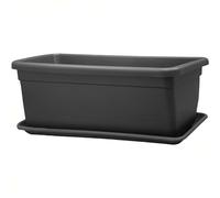 Sicignano | Fioriera Rettangolare Plastica 80 cm con Sottofioriera, da Esterno, per Piante e Fiori - Resistente ai Raggi UV, Giardino Terrazzo, Made in Italy (2, Antracite)