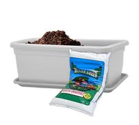 Sicignano Fioriera Rettangolare Plastica 80 cm con Sottofioriera, da EsternoEe interno, per Piante e Fiori - Resistente ai Raggi UV, Giardino Terrazzo, Made in Italy (1, Bianco - Con Terriccio)