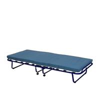 Sicignano | Lettino Singolo Brandina Pieghevole A Doghe Con Materasso WaterFoam 80x190 Cm, Struttura In Acciaio, 12 Doghe In Legno, Gambe Pieghevoli, Ruote Per Facile Trasporto,