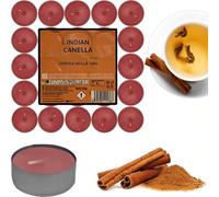 Sicignano | Lumino Candele Profumate Cera Tea Light Indian Canella Confezione 25 Pezzi, Dimensione 3.8x1.9h cm, Durata 4 ore, Utili per Decorazioni Casa Cena Atmosfera