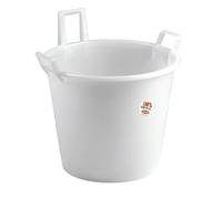 Sicignano | Mastello in Polietilene con 3 Manici - Multiuso per Raccolta, Trasporto, Pulizie, Giardinaggio, Uso Alimentare - Resistente, Capiente, Leggero (Neutro, Ø 45x36h cm)