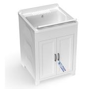 Sicignano Mobile Lavatoio in Resina PP 60x60x85 cm con Vasca e Asse, per Interno ed Esterno, Giardino e Lavanderia