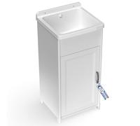 Sicignano Mobile Lavatoio in Resina Termoplastica PP/PVC 40x40x85 cm con Vasca E Anta Singola, Kit Montaggio Incluso, per Interno ed Esterno