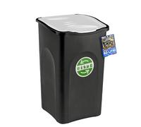 Sicignano Pattumiera Ecogreen 50L Bidone Raccolta Differenziata Con Coperchio Colorato cm.37x37x56h Per Interno Esterno (Bianco)