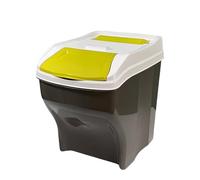 Sicignano | Pattumiera per Raccolta Differenziata 27 lt Coperchio Verde, con Vano Porta Sacchetti - Impilabile, Componibile, Modulare
