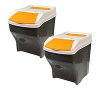 Sicignano | Pattumiera per Raccolta Differenziata 27x2 lt Coperchio Arancione, con Vano Porta Sacchetti - Impilabile, Componibile, Modulare