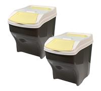 Sicignano | Pattumiera per Raccolta Differenziata 27x2 lt Coperchio Giallo, con Vano Porta Sacchetti - Impilabile, Componibile, Modulare