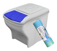 Sicignano Pattumiera Singola Raccolta Differenziata, 20 Lt, Plastica - Coperchio Colorato, Design Ondulato, Componibile, Sottolavello - Omaggio 15 Sacchetti Immondizia Profumati (Blu, 1)