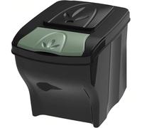Sicignano | Pattumiera Ufficio 20 lt, Nero, Coperchio Salvia, Plastica - Smaltimento Rifiuti, Raccolta Differenziata, Cucina, Bagno, Camera Letto