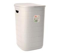 Sicignano Portabiancheria Domus 50 Lt in Plastica Riciclata ? Contenitore Salvaspazio con Coperchio, Design Moderno, 37x36x56h cm ? Made in Italy (Bianco Polvere)