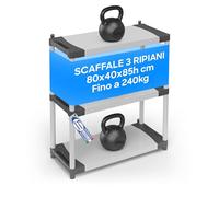 Sicignano Scaffale Modulare in Resina Alta Portata 80kg per Ripiano, Dimensioni 80x40x85h cm, Uso Interno ed Esterno, Garage, Cantina, Lavanderia (3 Ripiani)