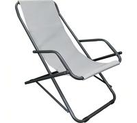 Sicignano Sdraio con Braccioli Basculante Oscillante Camping - Telaio Acciaio Antracite, Tessuto a Rete in Poliestere e PVC, Dimensioni Aperta 101x63x85h cm, Made in Italy (2 Sdraio, Grigio)