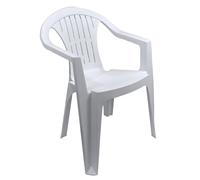 Sicignano Sedia Atlantide con Braccioli Bianco - Sedia Giardino Impilabile in Polipropilene, Arredo Esterno Leggera e Resistente UV, Made in Italy, 79×54×56 cm (1)