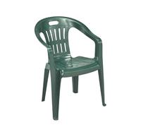 Sicignano | Sedia da Giardino in Plastica da Esterno Interno, Poltrona Piona con Braccioli, Schienale Basso, 56x55x78h cm (Verde)
