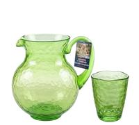 Sicignano Servizio per 4 Persone Caraffa e Bicchieri Tumbler 400ml in Acrilico Martellato, Set Colore Verde, Vetro Infrangibile