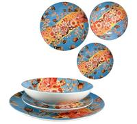 Sicignano Servizio per 6 Persone Piatti in Porcellana Stile Kintsugi Giapponese Set 18 Pezzi Lavabili in Lavastoviglie e Microonde
