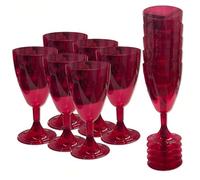 Sicignano | Set 12 Calici Flute 20 cl in Plastica Rossa, Trasparente, Impilabili, Lavabili in Lavastoviglie - Design elegante, Salvaspazio, Riutilizzabili - Perfetti per Feste Cene Eventi