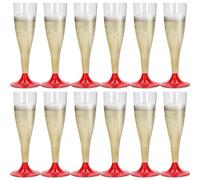 Sicignano Set 12 Calici Flute in Plastica Trasparente con Piedini Colore Rosso 10 icchieri Lavabili Ideali per Feste Brindisi Celebrazioni ? Perfetti per Champagne Prosecco Cocktail