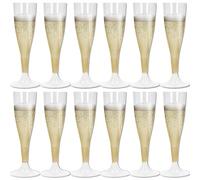 Sicignano Set 12 Calici Flute in Plastica Trasparente con Piedini Trasparenti 10 icchieri Lavabili Ideali per Feste Brindisi Celebrazioni ? Perfetti per Champagne Prosecco Cocktail