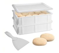 Sicignano | Set 2 Cassetta Service per Impasti 40×30x10h cm con Coperchio e Spatola, con Fondo e Pareti Chiuse Capacità 10 litri Impilabile Bianco Polietilene Alimentare Lavabile in Lavastoviglie
