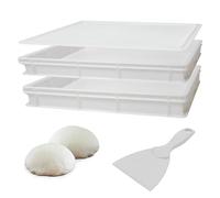 Sicignano | Set 2 Cassetta Service per Impasti 60x40x10h cm con Coperchio e Spatola, con Fondo e Pareti Chiuse Capacità 19 litri Impilabile Bianco Polietilene Alimentare Lavabile in Lavastoviglie
