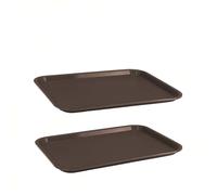 Sicignano | Set 2 Vassoi Fast Food Ideale per Fast Food Paninerie Pizzerie, Polipropilene Alimentare Marrone 41,5x30,5 cm 370 g Impilabile Made in Italy, Capacità 1 Piatto 1 Bicchiere