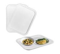 Sicignano | Set 2 Vassoi Mensa Ideale per Mense Aziendali Scuole Ospedali, Polipropilene Alimentare Bianco 45,6x35,6 cm 500 g Impilabile Made in Italy, Capacità 2 Piatti 1 Bicchiere