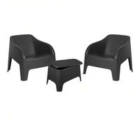 Sicignano | Set 3 Pezzi, 2 Poltrone con Braccioli 1 Tavolino Contenitore - Impermeabile, Compatto, Facile da Pulire, Arredo Esterno Giardino Terrazzo, Made in Italy (Set Antracite)
