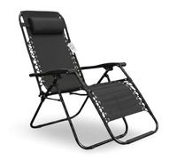 Sicignano Set 3 Sedie Sdraio Pieghevoli Regolabili da Giardino in Acciaio Verniciato e Textilene con Poggiatesta 65 x 63 x 110 h cm (Antracite)