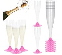 Sicignano Set 36 Calici Flute in Plastica Trasparente con Piedini Colore Rosa 10 icchieri Lavabili Ideali per Feste Brindisi Celebrazioni ? Perfetti per Champagne Prosecco Cocktail