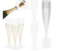 Sicignano Set 36 Calici Flute in Plastica Trasparente con Piedini Trasparenti 10 icchieri Lavabili Ideali per Feste Brindisi Celebrazioni ? Perfetti per Champagne Prosecco Cocktail