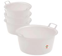 Sicignano | Set 4 Bacinelle Tonde in Polietilene - Idonea al Contatto Alimentare - Multiuso per Cucina Lavanderia Giardinaggio Pulizie Domestiche - Resistente e Leggera, (Neutro, Ø 50x24 cm)