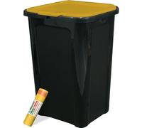 Sicignano | Pattumiera Singola Chiusa Raccolta Differenziata, 44 Lt, Coperchio Colorato, Plastica - Cestino Bidone Spazzatura, Interni Cucina - Omaggio 10 Sacchetti Immondizia Colorati (Giallo, 4)